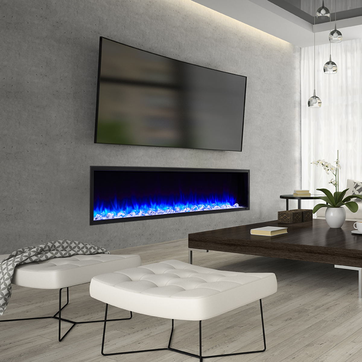 SimpliFire SF-SC78-BK Scion Clean Face Linear 78" Electric Fireplace