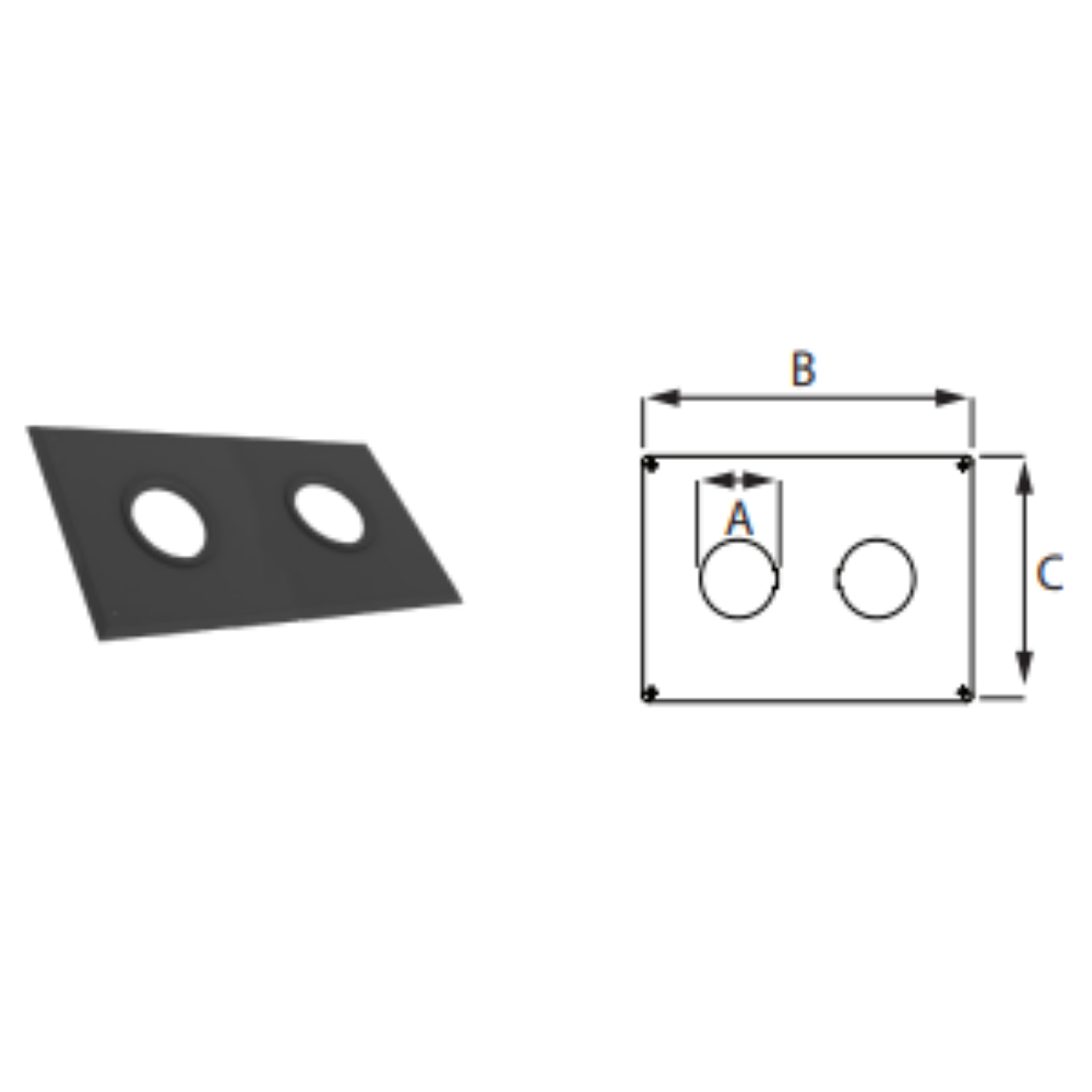 Duravent 2PPS-WPT Wall Plate - Black for Twin Pipes