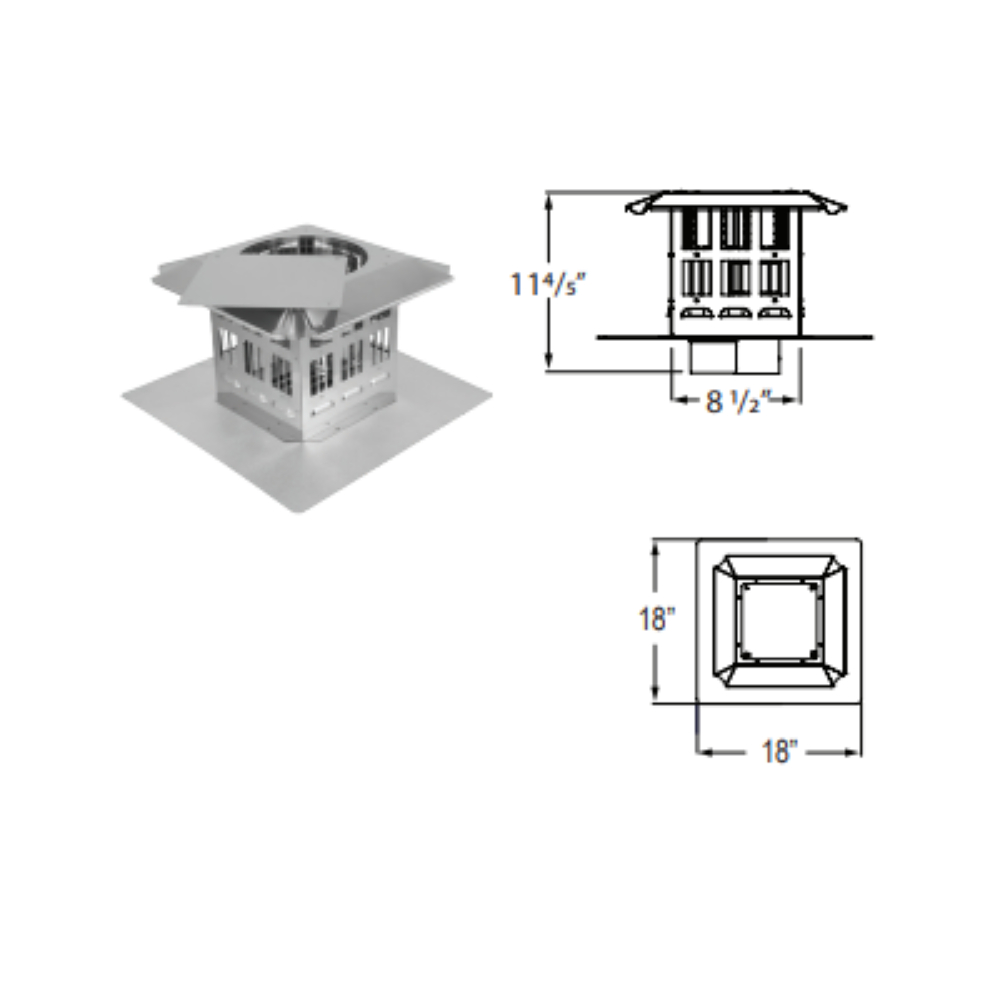 Duravent 4PVP-VCT34 4" Prairie Termination Cap Stainless w/4" exhaust vent and 3" air intake