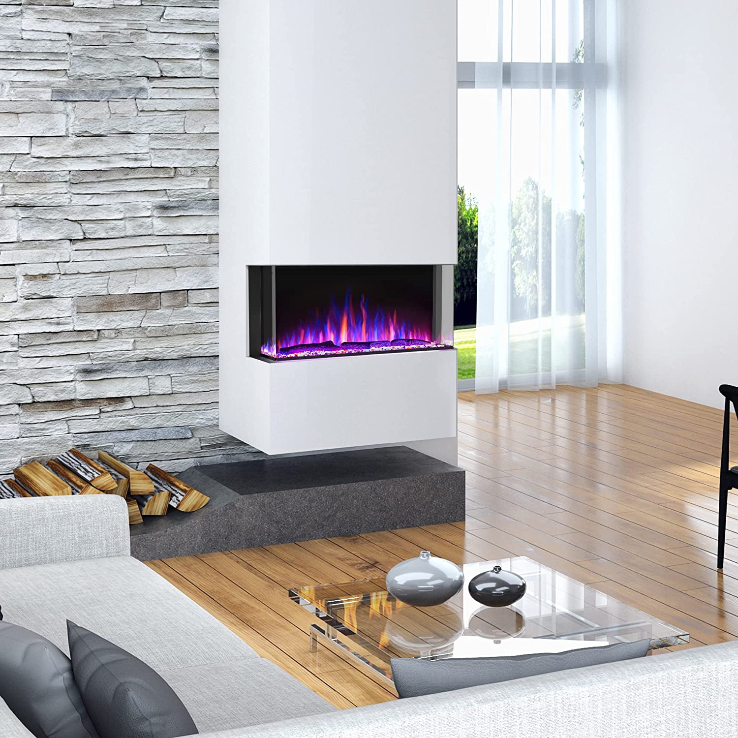 Luxstar TS60-BOX 60" 3 Sided Electric fireplace