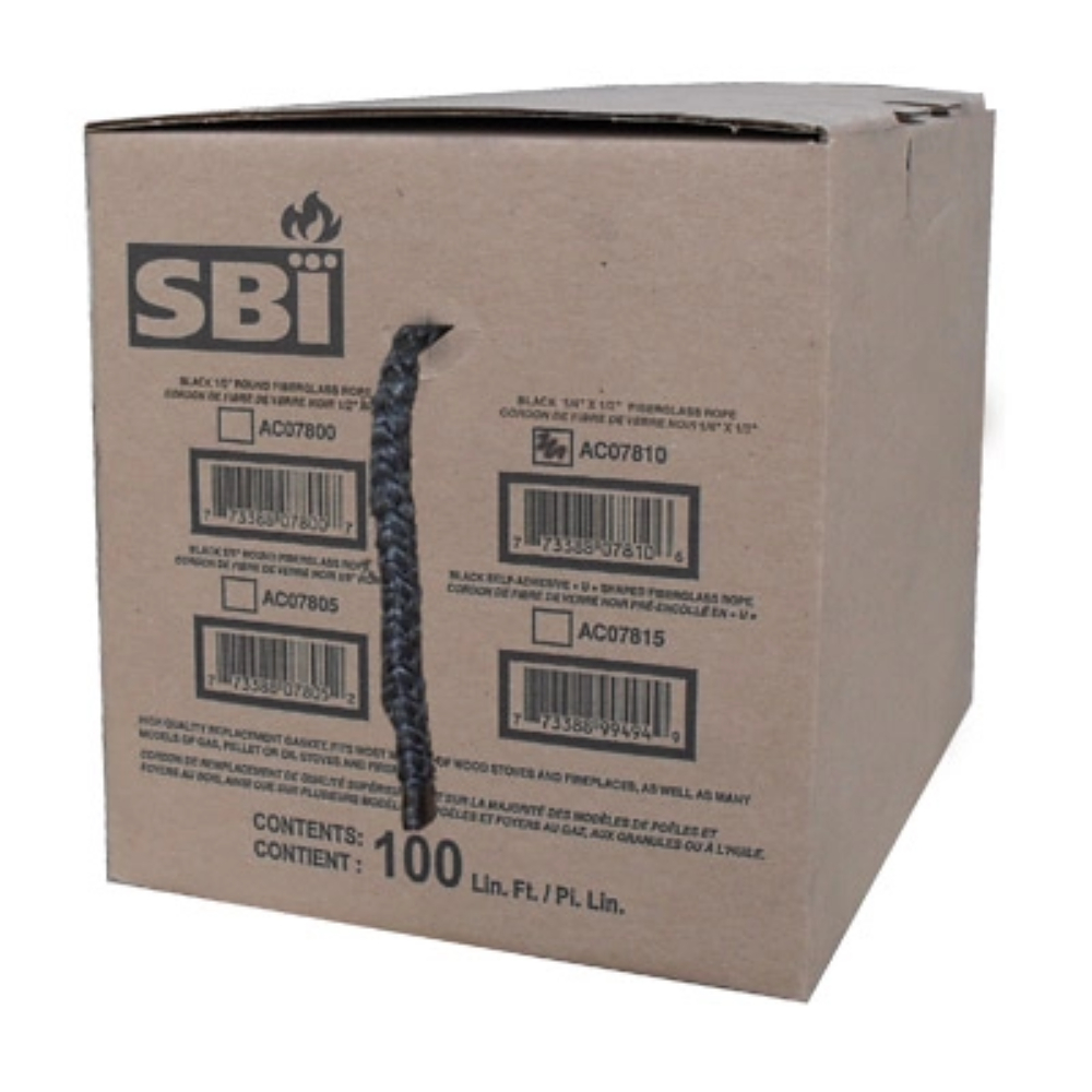 Drolet AC07810 Black Fiberglass Gasket Box 1/4" x 1/2" x 100'