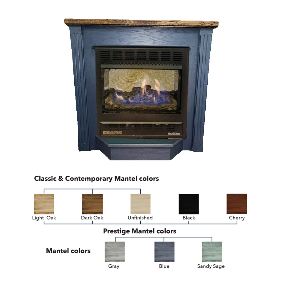 Buck Stove PAKDM34FH-SAGE-DO Sage Farm House Contemporary Mantel for Models 34ZC 384(54"Wx43.25"Hx22"D) w/ Dark Oak Top