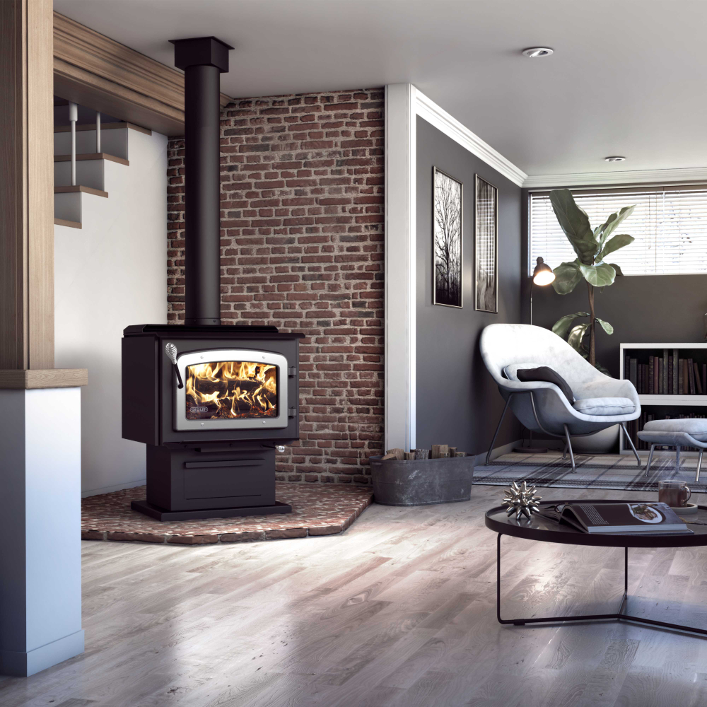 Drolet DB03111 Escape 1800 Brushed Nickle Door Wood Stove