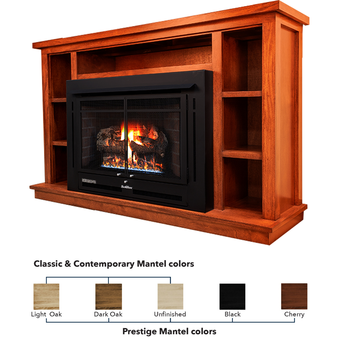 Buck Stove PAKDMMANPRES-LO Light Oak Prestige Manhattan Mantel For 34ZCM(64"Lx18-1/2"Wx39-3/4"H)
