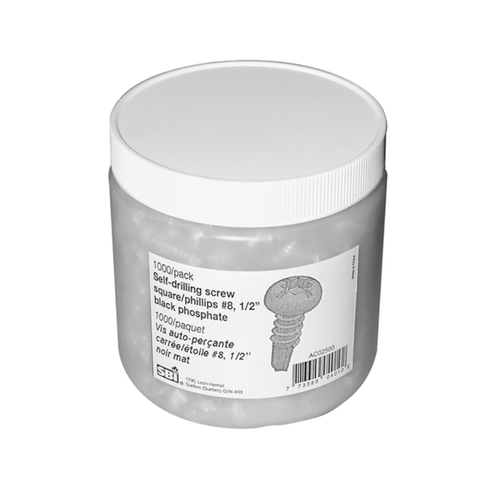 Drolet AC02504 Self-Tapping Zinc Screw Square/Phillips #8 X 1/2" (1000/Pack)