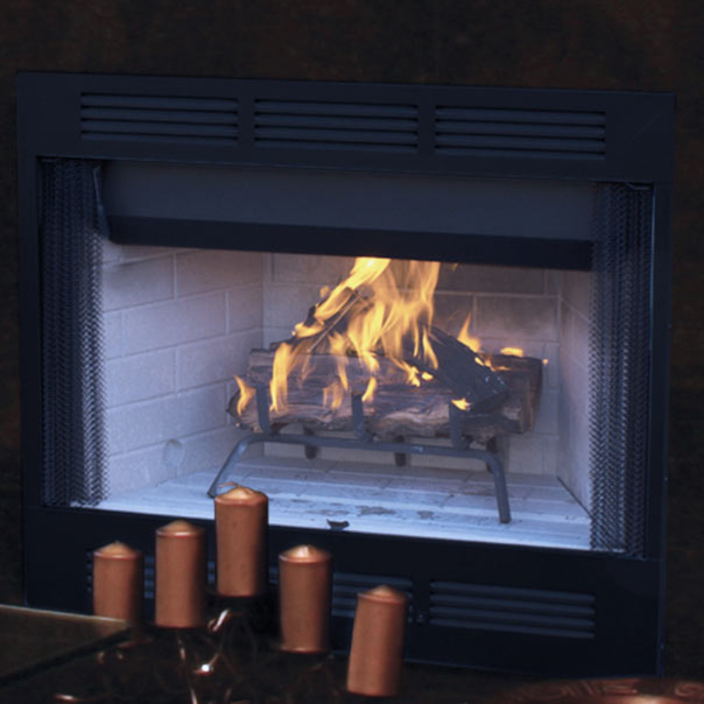 IHP Superior WRT2036WSI 36" Wood-Burning Radiant Fireplace w/ Insulated White Stacked Refractory Panels F0684