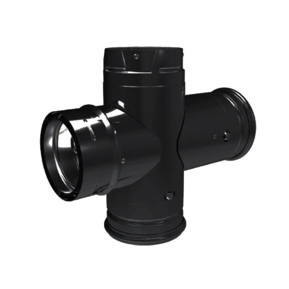 Duravent 3PVP-DBTB1 Double Tee w/Clean-Out Tee Cap (black)