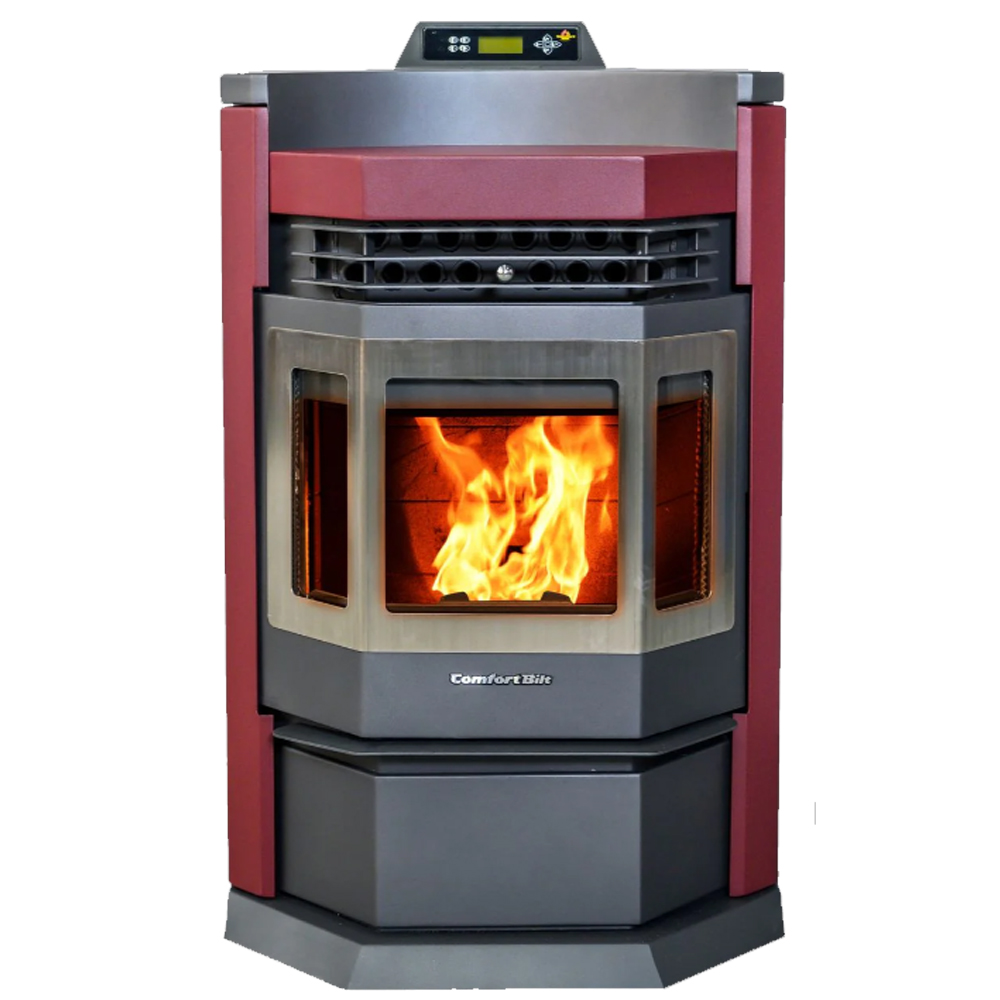 ComfortBilt HP22N-Burgundy-SS Wood Pellet Stove w/Stainless Steel Trim