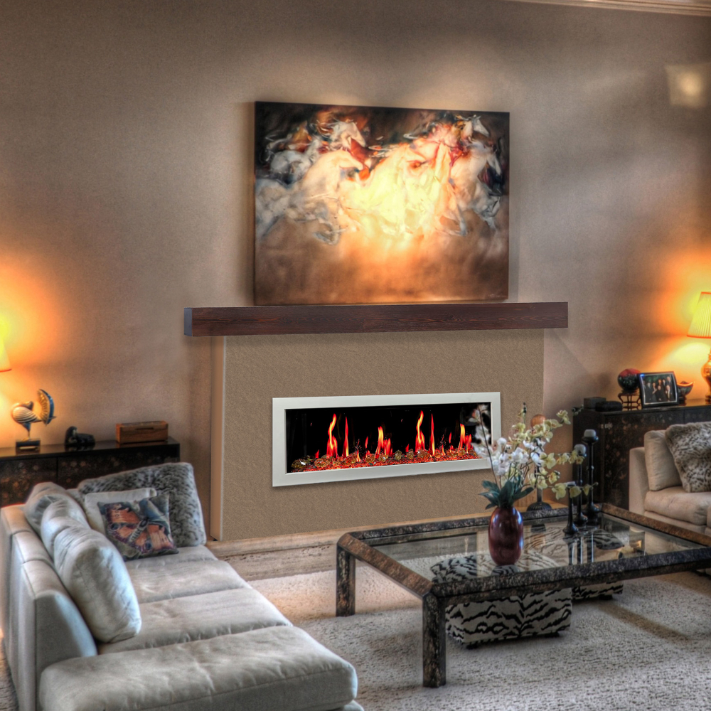 Litedeer Homes ZEF48XA Latitude II 48" Smart Wall Mount Electric Fireplace + Reflective Fire Glass