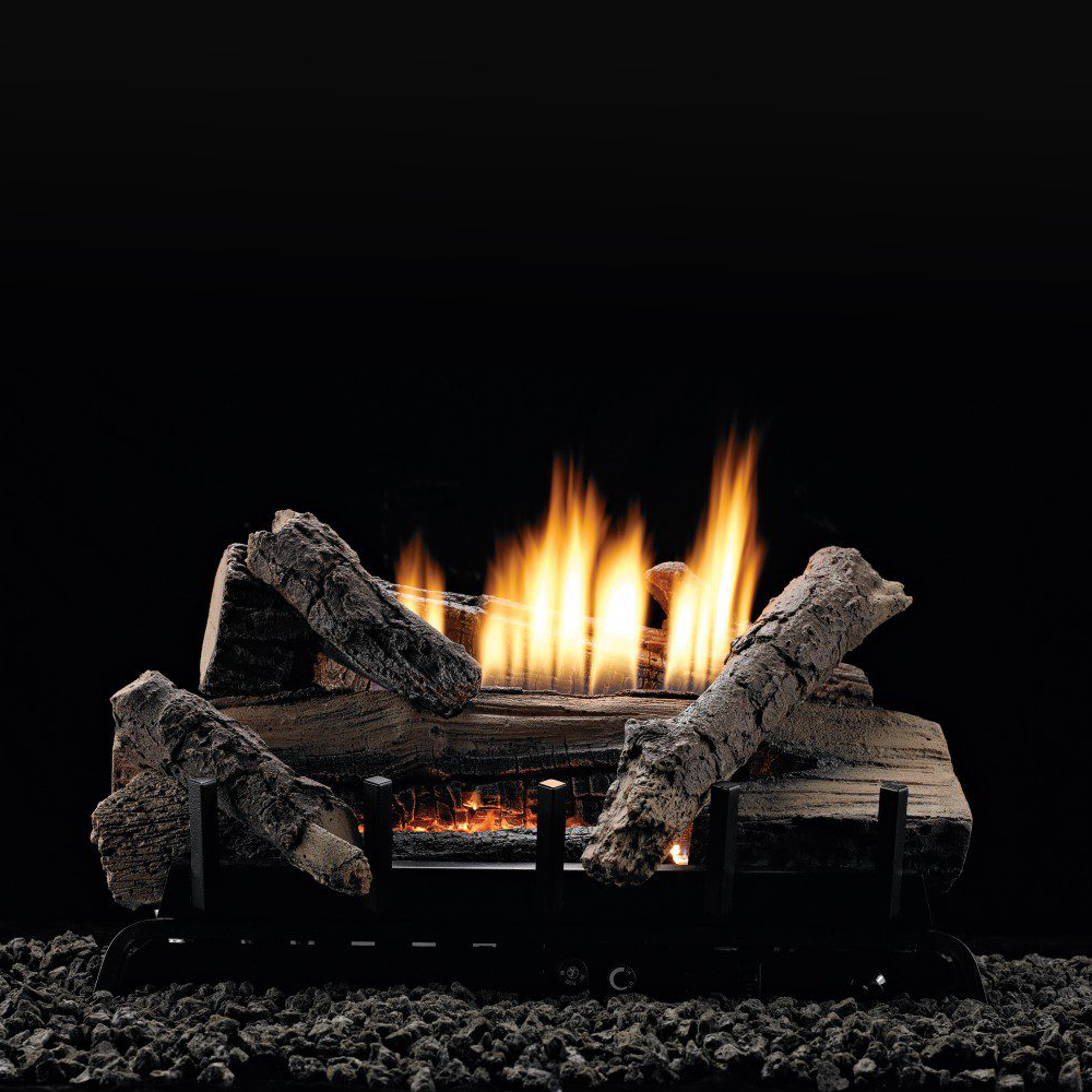 Empire VFDM30LBWN 30" Whiskey River Log Set w/ Vent-Free NG Contour Burner Manual Hi-Med-Low Knob