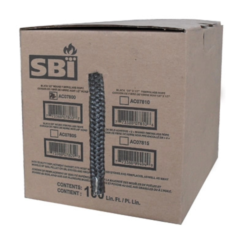 Drolet AC07800 Black Fiberglass Gasket Box 1/2" x 100'