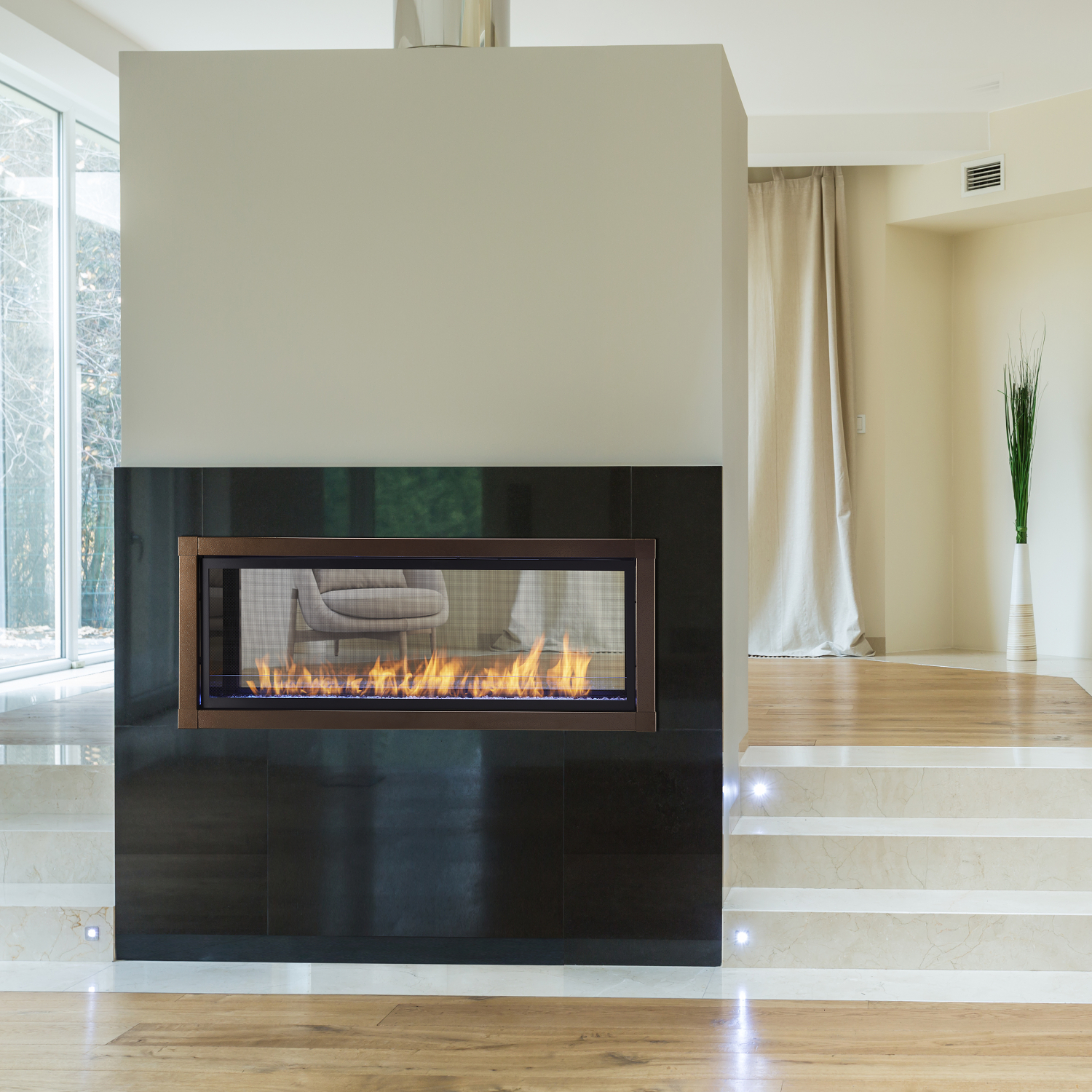 Monessen AVFLST48NIP 48" Artisan Vent Free See-Through Linear Fireplace w/IPI Plus Natural Gas 39,000 BTUs