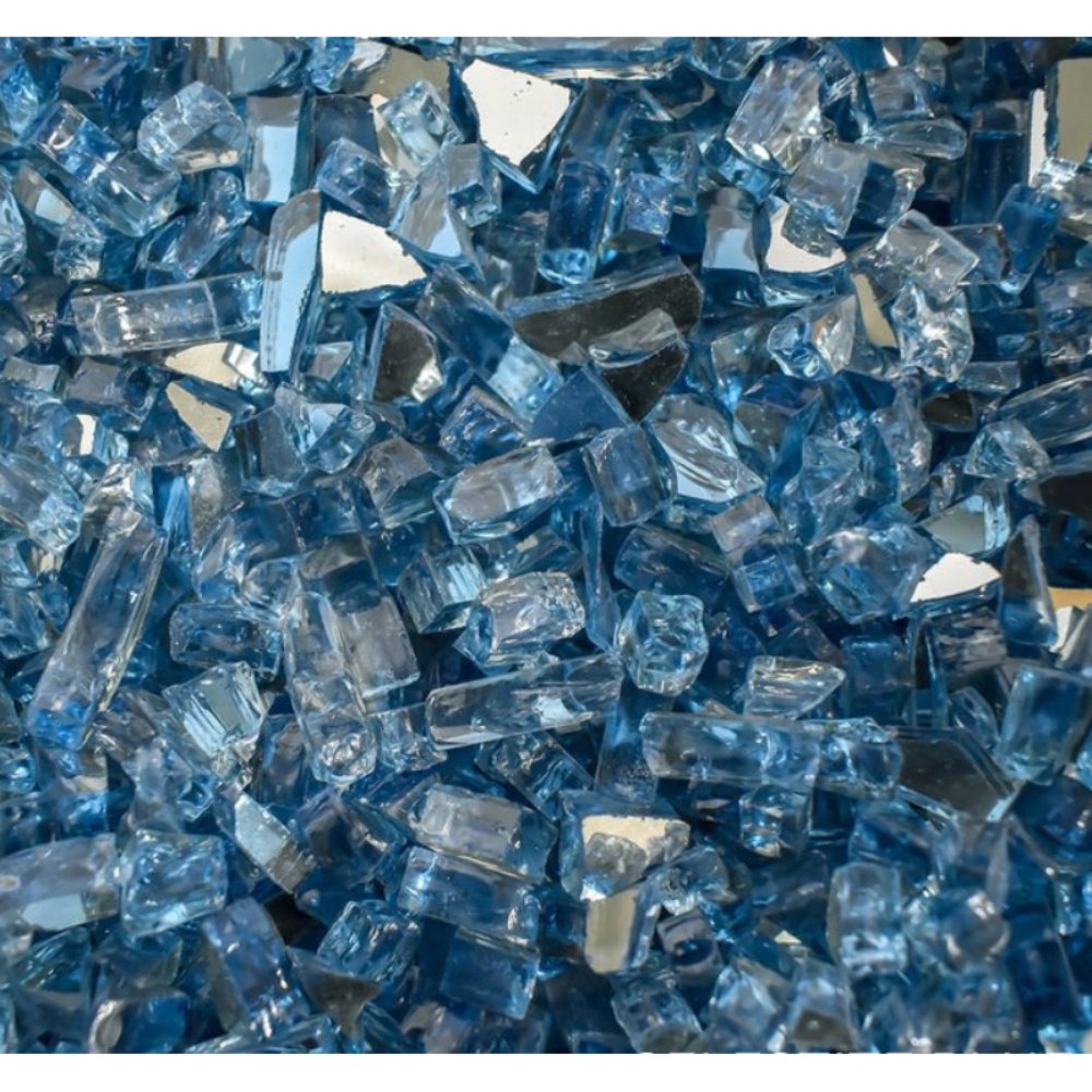 Enhance-a-Fire RCB25-FG 4556 Celestite Blue 1/4” Crushed Tempered Fireglass (Reflective)