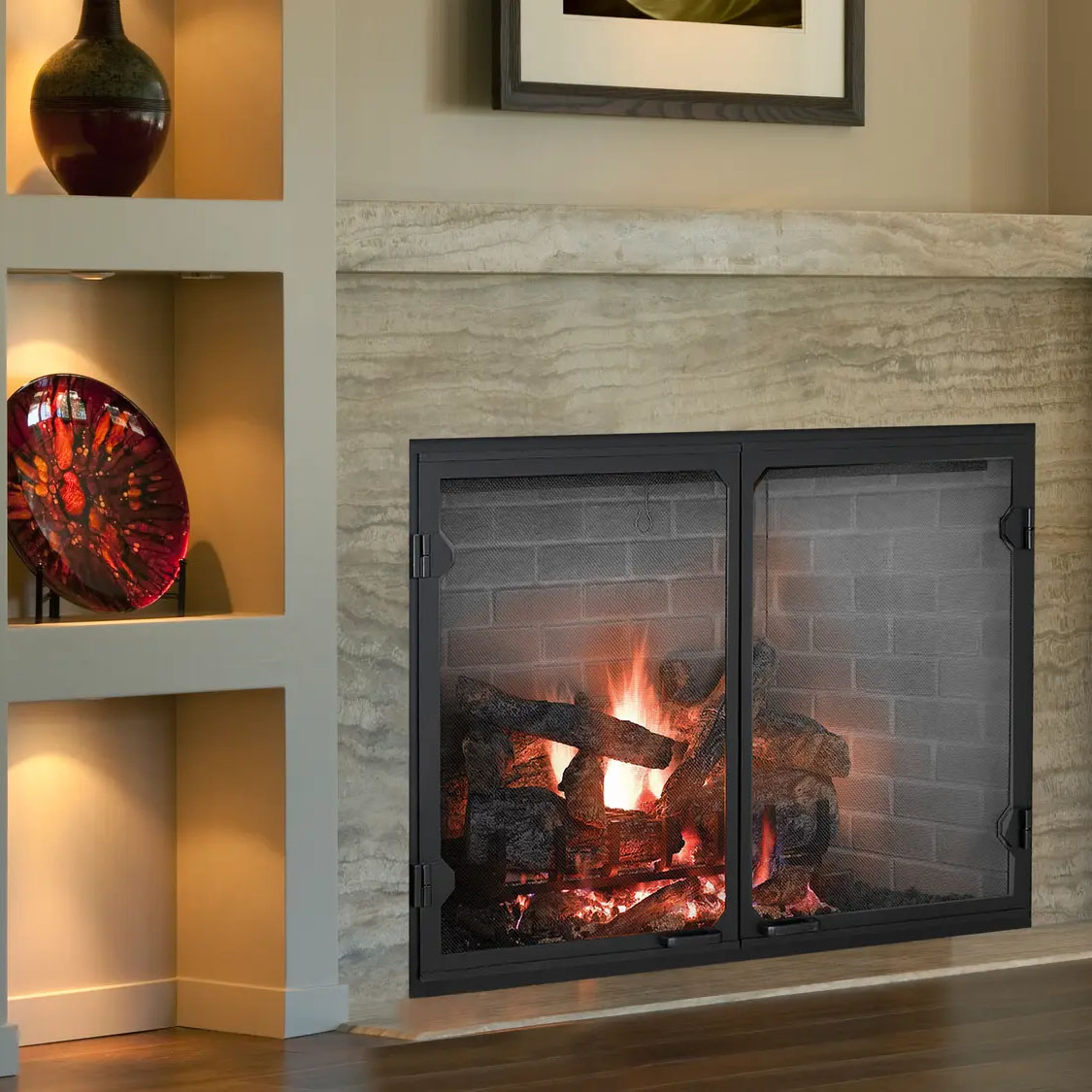 Majestic SB60HB Biltmore 36" Radiant Wood Burning Fireplace W/Herringbone brick pattern