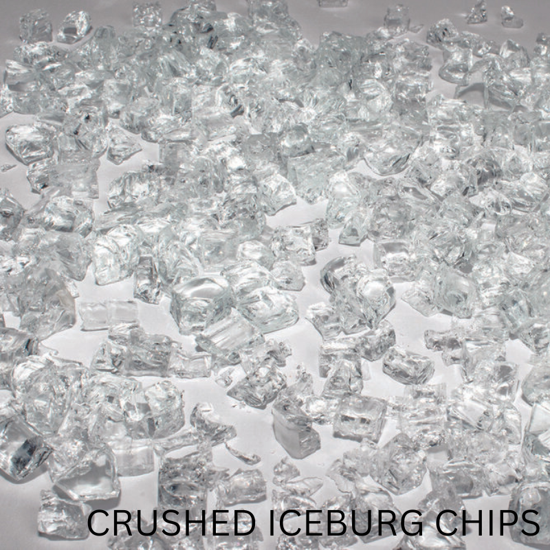 Enhance-a-Fire IC25-FG 4655 Iceberg Chips (clear) 1/4” Crushed Tempered Fireglass (Non-Reflective)
