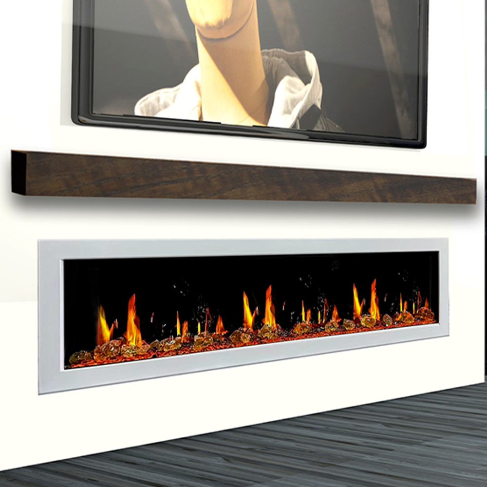 Litedeer Homes ZEF78VAW Gloria II 78" Smart Wall Mount Electric Fireplace with Reflective Fire Glass