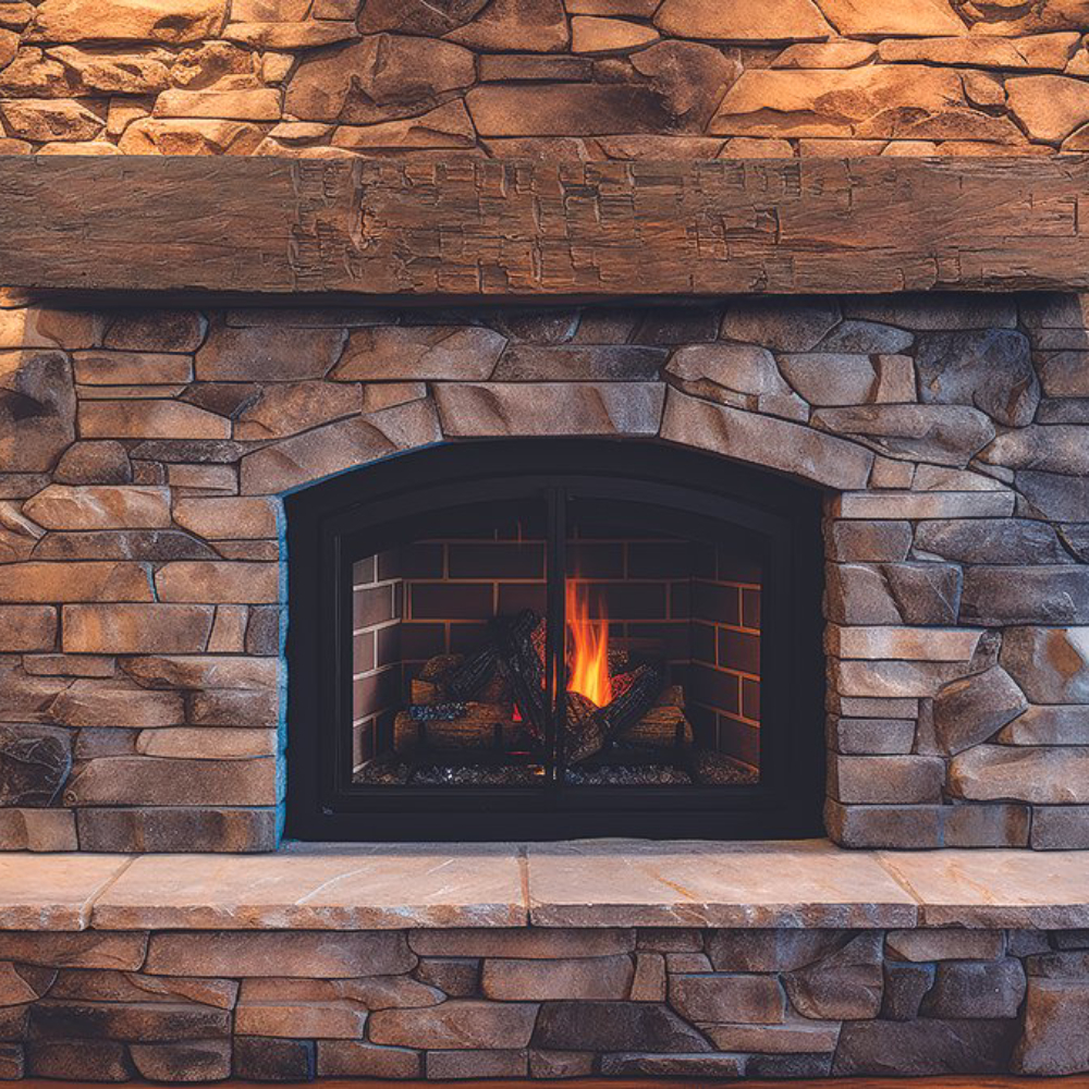 Lexington Hearth Farmhouse Rustic Timber Beam Mantel