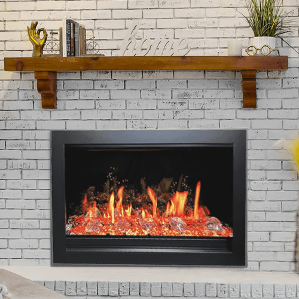 Litedeer Homes ZEF38VC-30A LiteStar 30" Smart Electric Fireplace Inserts + Reflective Fire Glass