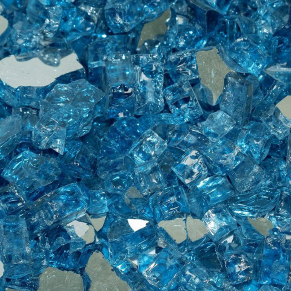 Enhance-a-Fire RCB50-FG 4559 Celestite Blue 1/2” Crushed Tempered Fireglass (Reflective)