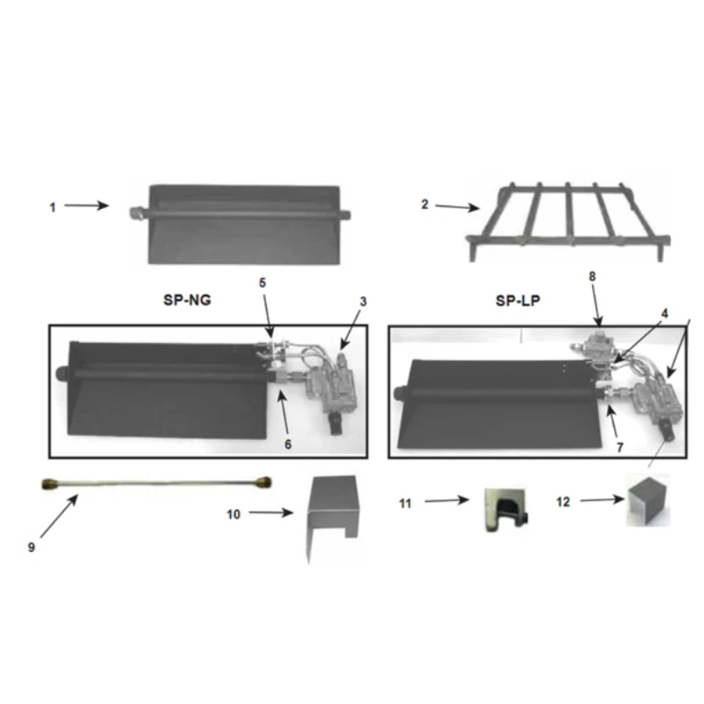 Majestic SP24NG Hearth Kits Sand Pan Burners For Single-Sided Fireplaces 24" Safety Pilot