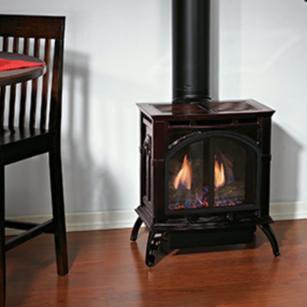 Empire DVP20CC30FN Spirit DV Small Cast-Iron Nat-Gas Matte Black Stove w/Millivolt Slope Glaze Burner & Logset