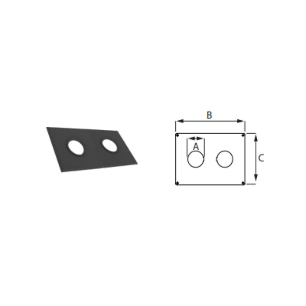 Duravent 3PPS-WPT Wall Plate - Black for Twin Pipes