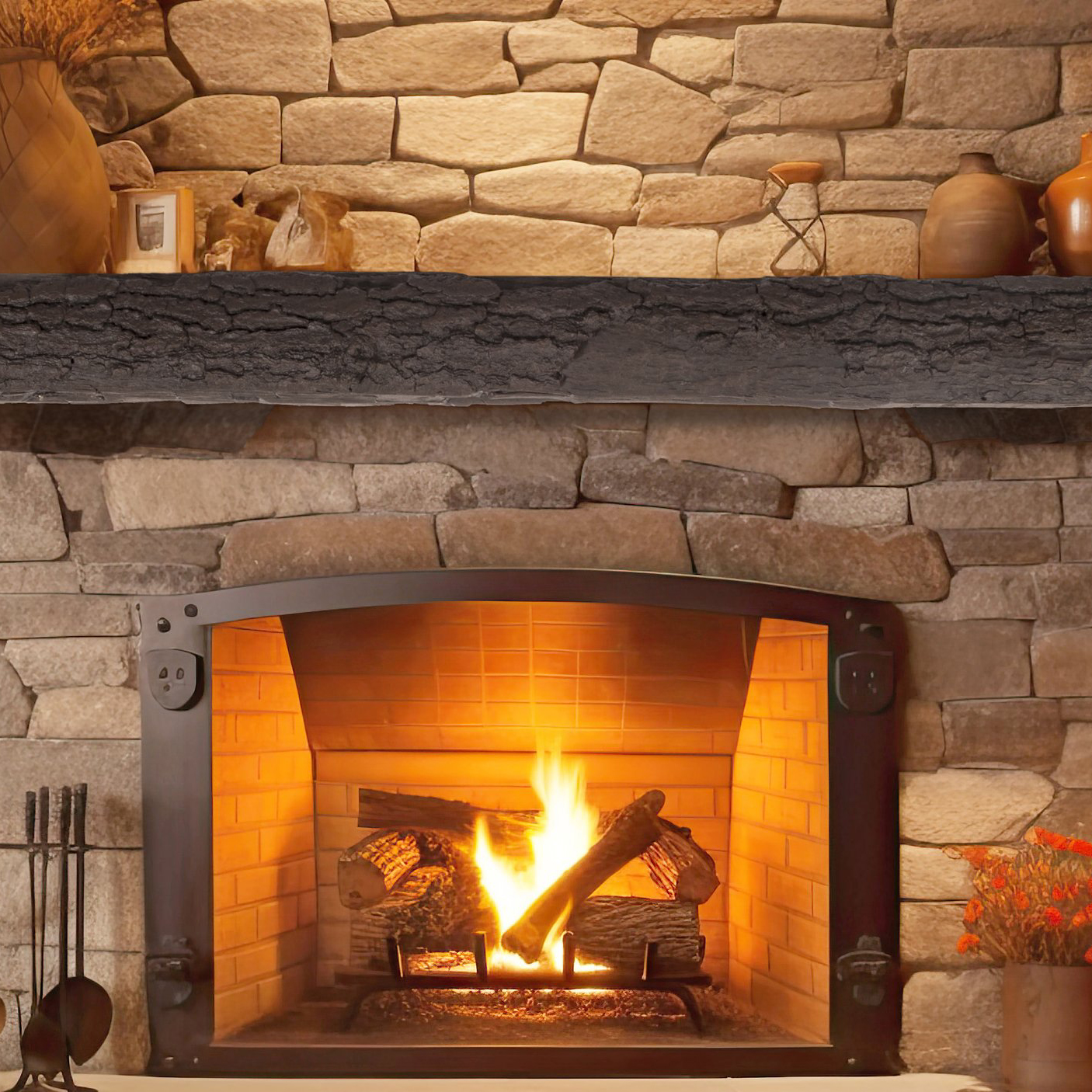 Lexington Hearth 7241 HR-5-LH-RC Half-Round Sleeper Roasted Chestnut 5' Log Mantel