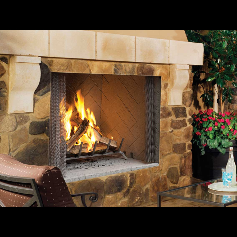 IHP Superior WRE4550WS 50" Wood-Burning Outdoor Fireplace w/White Stacked Refractory Panels F0446