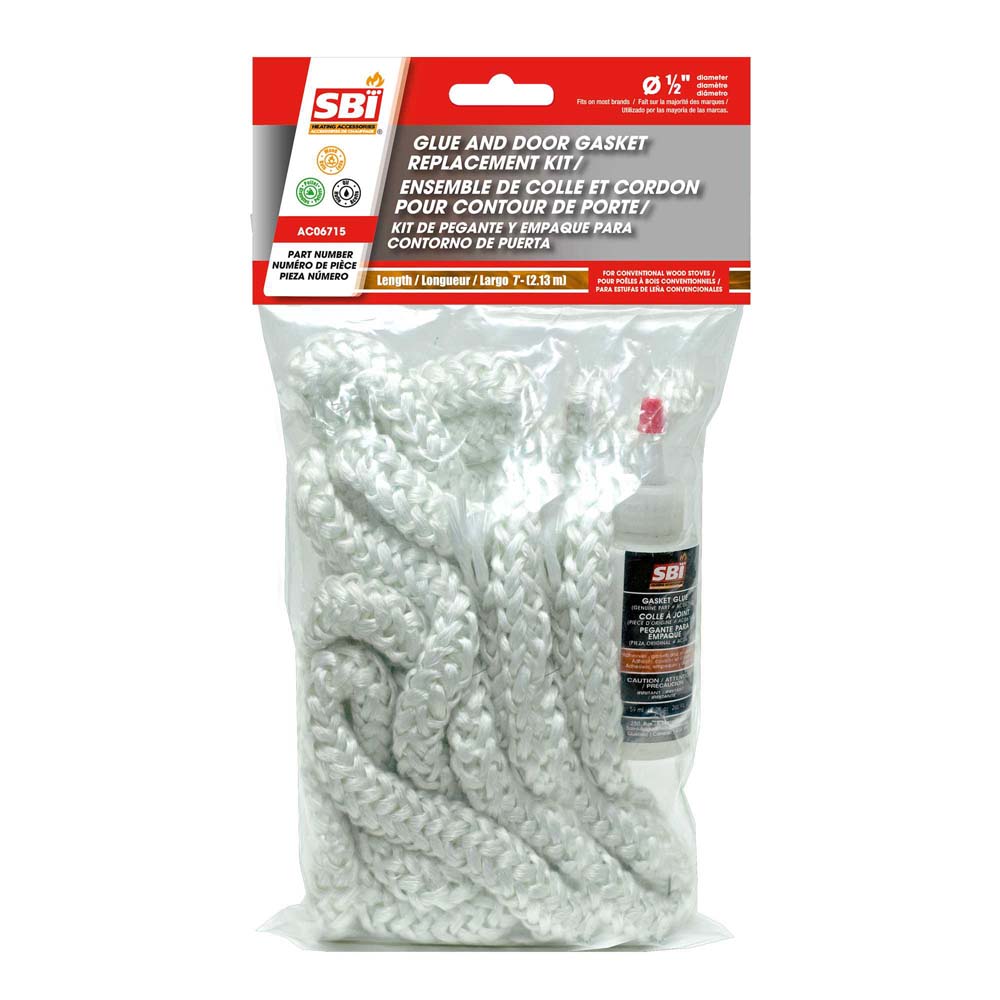 Drolet AC06715 Glue And 1/2" X 7' White Door Gasket Kit