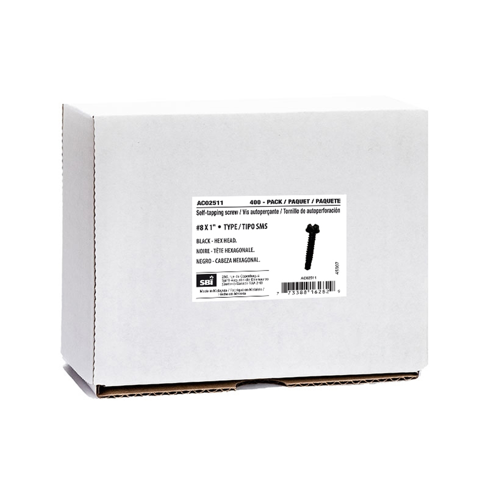 Osburn AC02511 Self-Tapping Black Screw Hex Head #8 X 1" Type Sms (400/Pack)