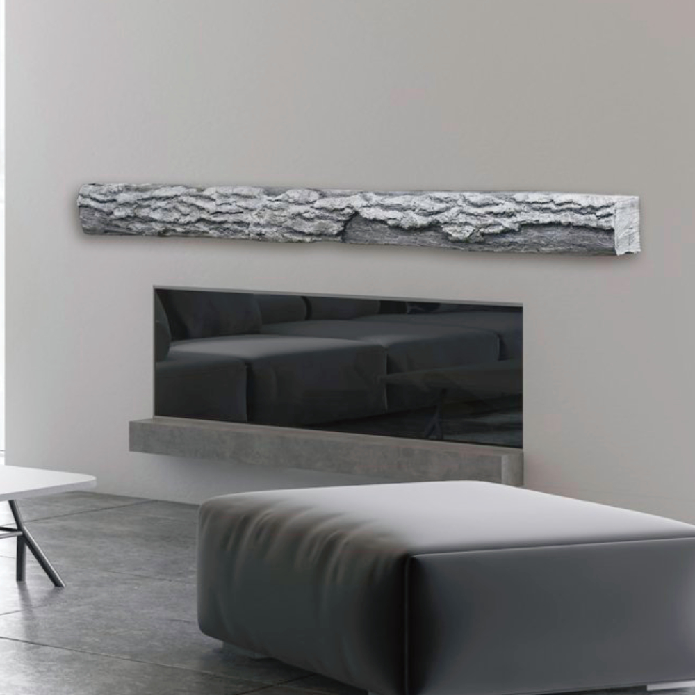 Lexington Hearth 7290 HR-4-LH-WG Half-Round Sleeper Weathered Grey 4' Log Mantel