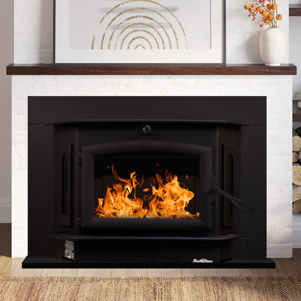 Buck Stove FP91 Model 91 Catalytic Wood Stove Insert w/Black Door and Black Bay Windows