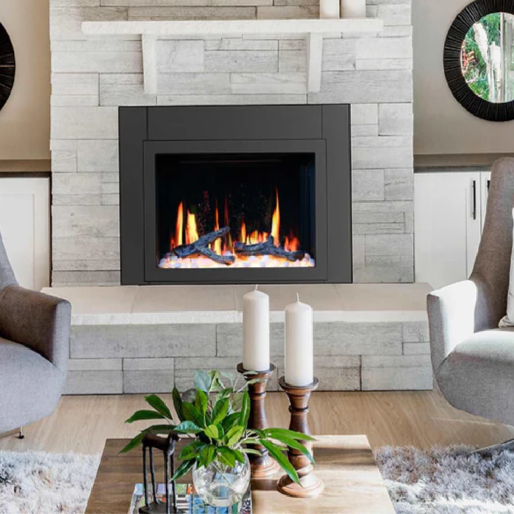 Litedeer Homes ZEF38VC-A LiteStar 38" Smart Electric Fireplace Inserts + Reflective Fire Glass