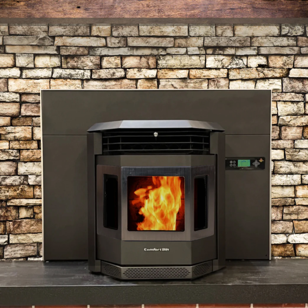 ComfortBilt HP22i-Black-SS Pellet Stove Fireplace Insert With Stainless Steel Trim