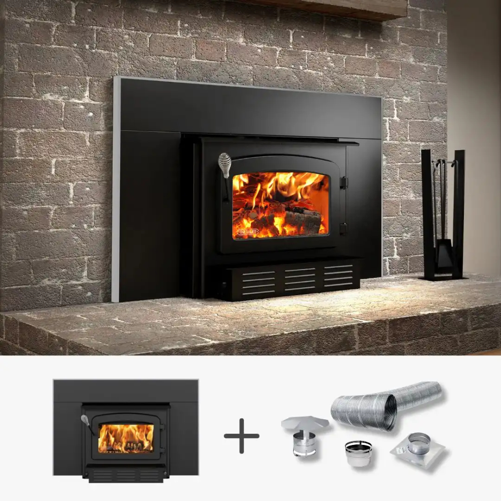 Drolet DB03128K Escape 1800-I Wood Insert w/Faceplate & 35' Liner Kit