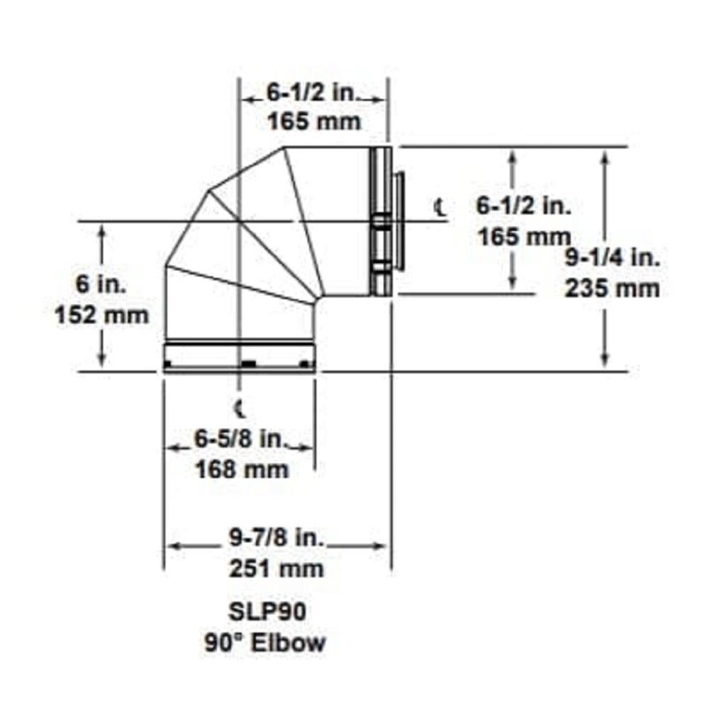 Majestic SLP90-BK 90 Degree elbow-Black