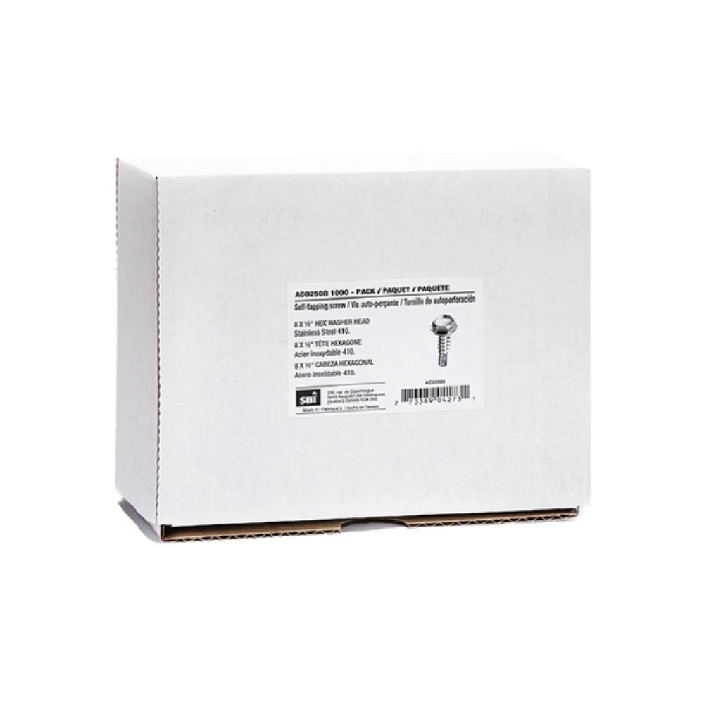 Drolet AC02508 Self-Tapping Stainless Screw Hex Washer Head #8 X 1/2" (1000/Pack)