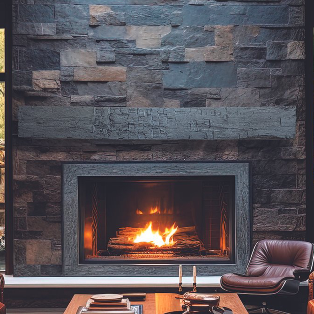 Lexington Hearth Farmhouse Rustic Timber Beam Mantel