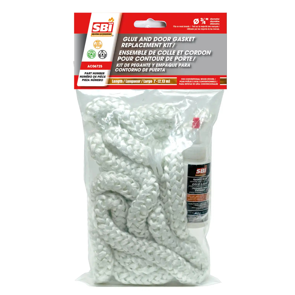 Drolet AC06725 Glue And 3/4" x 7' White Door Gasket Kit