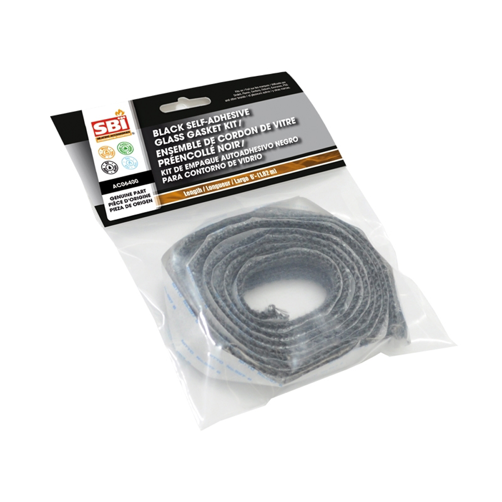 Osburn AC06400 3/4" X 6' X 1/8" Flat Black Self-Adhesive Glass Gasket (Ac-Ggk)