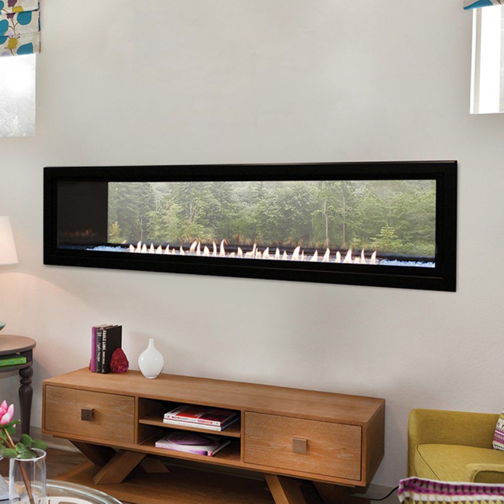 Empire VFLB60SP90P Boulevard Vent-Free Linear See-Through IP 60 LED Lighting Barrier Propane Fireplace