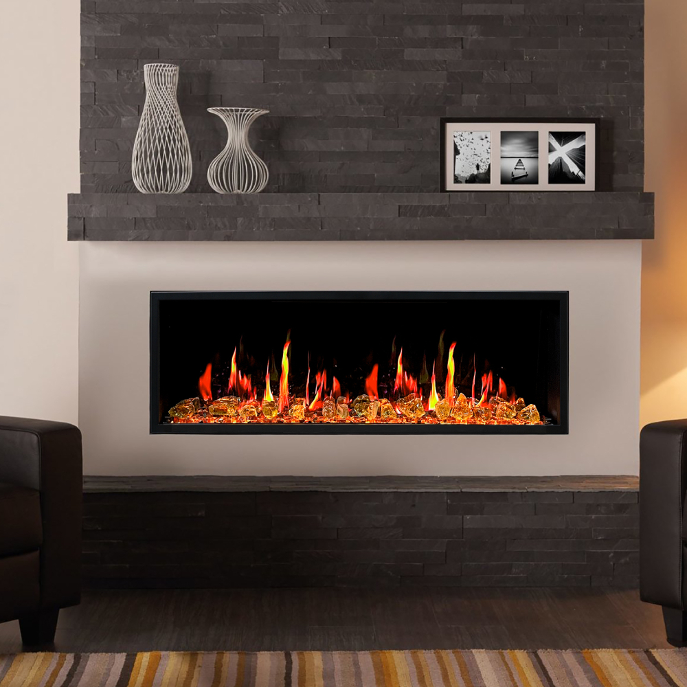 Litedeer Homes ZEF45XA Latitude 45" Ultra Slim Electric Fireplace + Reflective Fire Glass