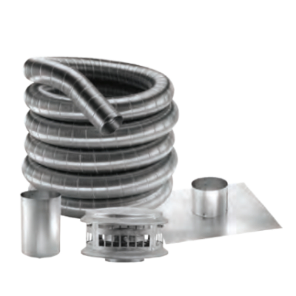 Duravent 3DFA-25K DuraFlex AL Kit - 3" x 25' (includes: DuraFlex AL Length, DuraFlex AL Cap, DuraFlex Top Plate, and DuraFlex Mortar Sleeve)