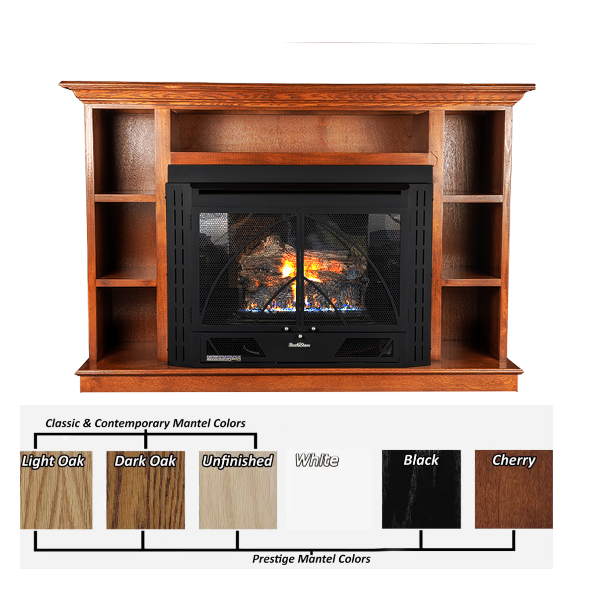Buck Stove PAKDM34PRES-UF Unfinished Prestige Bookcase Mantel for Models 34ZC 384(60-1/8"Lx18-3/8"Wx39-5/8"H)