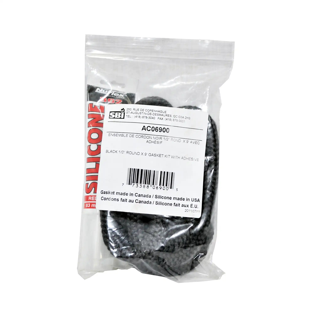 Drolet AC06900 Black Round Gasket with Adhesive kit 1/2" x 9'
