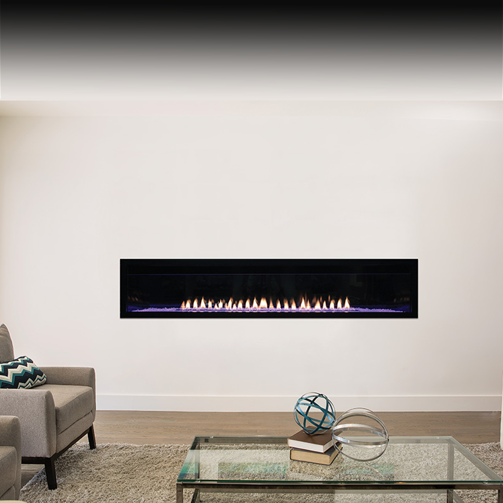Empire VFLB72FP90N Boulevard Vent-Free Linear IP 72" Natural Fireplace w/LED Lighting Barrier