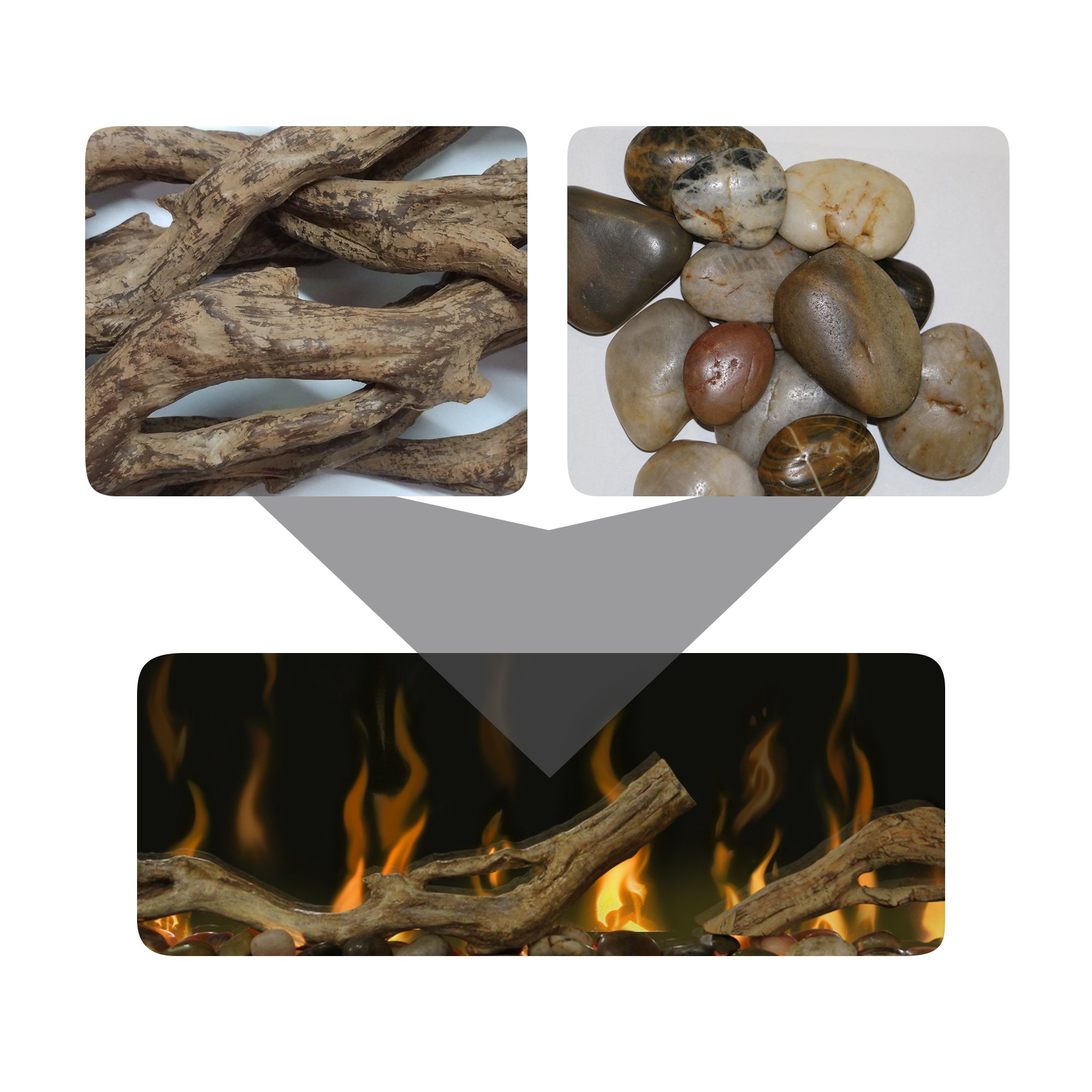 Dimplex X-LF100DWS-KIT Driftwood and River Rock Ember Bed