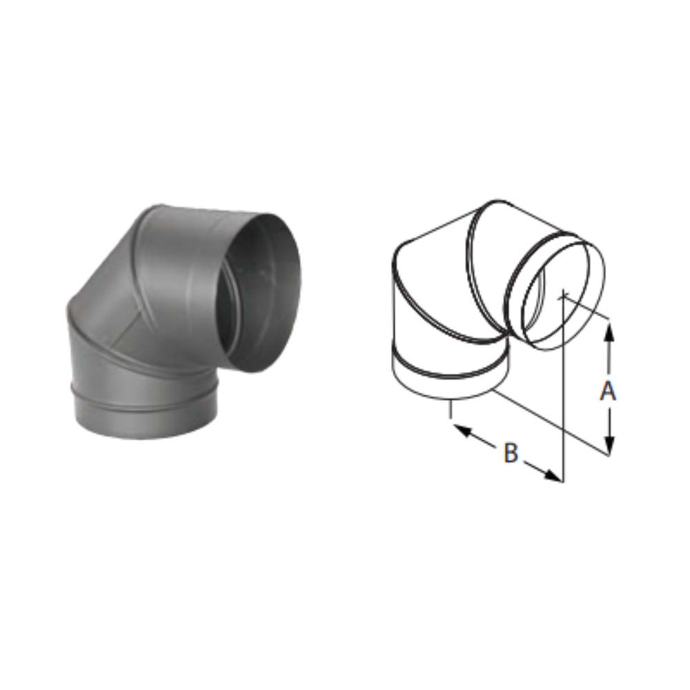 Duravent 10DBK-E90 90 Deg Black Elbow