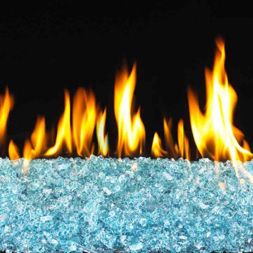Real Fyre Natural Gas 18"G21 See Thru Glass Burner w/Control Body+Deluxe On/OFF Remote Rcvr/Trns Set & Azuria Fyre Glass