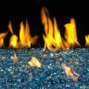 Real Fyre Natural Gas 18"G21 VentFree Glass Burner w/Control Body+Deluxe On/OFF Remote Rcvr/Trns Set & Blue Topaz  Fyre Gems